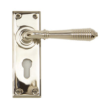 Load image into Gallery viewer, 33327 Polished Nickel Reeded Lever Euro Lock Set