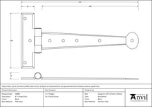 Load image into Gallery viewer, 33988 Black 9" Penny End T Hinge (pair)