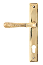 Load image into Gallery viewer, 45498 Aged Brass Hammered Newbury Slimline Espag. Lock Set