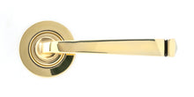 Load image into Gallery viewer, 45611 Aged Brass Avon Round Lever on Rose Set (Plain)