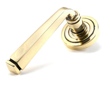 Load image into Gallery viewer, 45612 Aged Brass Avon Round Lever on Rose Set (Art Deco)