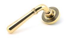Load image into Gallery viewer, 45757 Aged Brass Newbury Lever on Rose Set (Beehive)