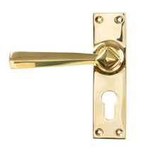 Load image into Gallery viewer, 45761 Polished Brass Straight Lever Euro Lock Set