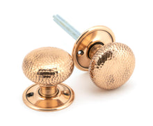 Load image into Gallery viewer, 46035 Polished Bronze Hammered Mushroom Mortice/Rim Knob Set