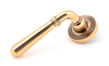 Load image into Gallery viewer, 46067 Polished Bronze Newbury Lever on Rose Set (Beehive)