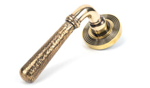 Load image into Gallery viewer, 46071 Aged Brass Hammered Newbury Lever on Rose Set (Beehive)