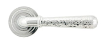 Load image into Gallery viewer, 46074 Pol. Chrome Hammered Newbury Lever on Rose Set (Art Deco)