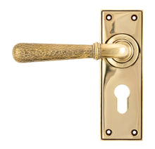 Load image into Gallery viewer, 46212 Aged Brass Hammered Newbury Lever Euro Lock Set