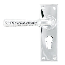 Load image into Gallery viewer, 46216 Polished Chrome Hammered Newbury Lever Euro Lock Set