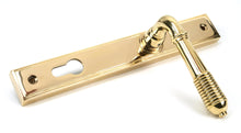 Load image into Gallery viewer, 46545 Polished Brass Reeded Slimline Lever Espag. Lock Set