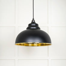 Load image into Gallery viewer, 49521EB Hammered Brass Harborne Pendant in Elan Black