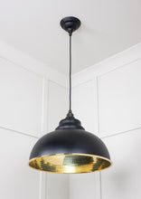 Load image into Gallery viewer, 49521EB Hammered Brass Harborne Pendant in Elan Black