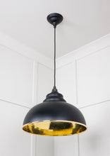 Load image into Gallery viewer, 49521EB Hammered Brass Harborne Pendant in Elan Black