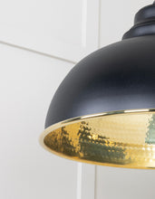 Load image into Gallery viewer, 49521EB Hammered Brass Harborne Pendant in Elan Black