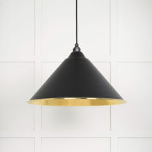 Load image into Gallery viewer, 49523EB Hammered Brass Hockley Pendant in Elan Black