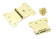 Load image into Gallery viewer, 49556 Polished Brass 4" x 4" x 6" Parliament Hinge (pair) ss