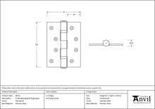 Load image into Gallery viewer, 49574 Polished SS 4" Ball Bearing Butt Hinge (pair)