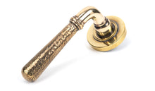 Load image into Gallery viewer, 50037 Aged Brass Hammered Newbury Lever on Rose Set (Plain) - Unsprung