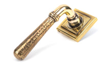 Load image into Gallery viewer, 50040 Aged Brass Hammered Newbury Lever on Rose Set (Square) - Unsprung