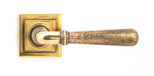 Load image into Gallery viewer, 50040 Aged Brass Hammered Newbury Lever on Rose Set (Square) - Unsprung