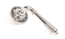 Load image into Gallery viewer, 50087 Polished Nickel Reeded Lever on Rose Set - Unsprung