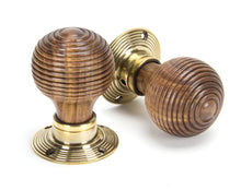 Load image into Gallery viewer, 83573 Rosewood & Aged Brass Beehive Mortice/Rim Knob Set