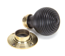 Load image into Gallery viewer, 83574 Ebony & Aged Brass Beehive Mortice/Rim Knob Set