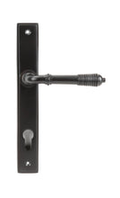 Load image into Gallery viewer, 83952 Aged Bronze Reeded Slimline Lever Espag. Lock Set