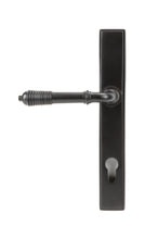 Load image into Gallery viewer, 83952 Aged Bronze Reeded Slimline Lever Espag. Lock Set