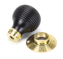 Load image into Gallery viewer, 91729 Ebony & Polished Brass Beehive Mortice/Rim Knob Set