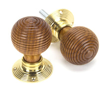 Load image into Gallery viewer, 91787 Rosewood & Polished Brass Beehive Mortice/Rim Knob Set