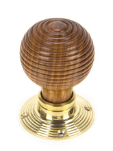 Load image into Gallery viewer, 91787 Rosewood & Polished Brass Beehive Mortice/Rim Knob Set