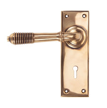 Load image into Gallery viewer, 91913 Polished Bronze Reeded Lever Lock Set