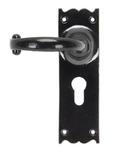 Load image into Gallery viewer, 91966 Black Cottage Lever Euro Lock Set