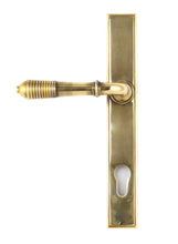 Load image into Gallery viewer, 33039 Aged Brass Reeded Slimline Lever Espag. Lock Set
