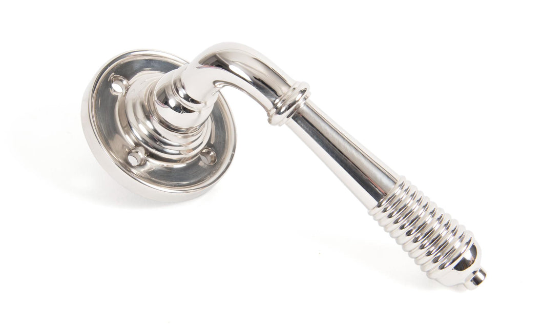 33086 Polished Nickel Reeded Lever on Rose Set