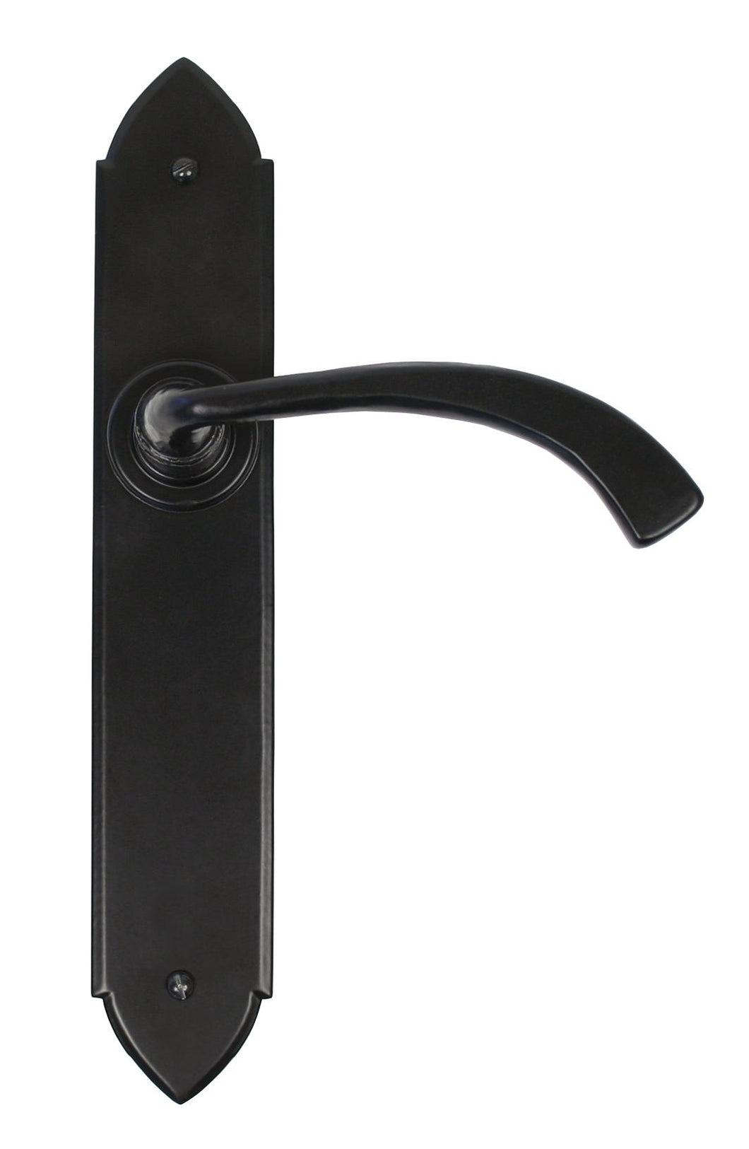 33137 Black Gothic Curved Sprung Lever Latch Set