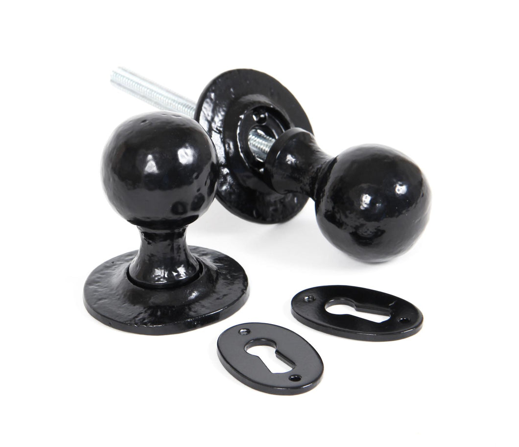 33252 Black Round Mortice/Rim Knob Set