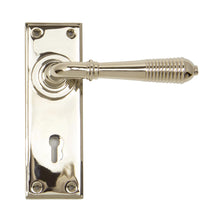 Load image into Gallery viewer, 33324 Polished Nickel Reeded Lever Lock Set
