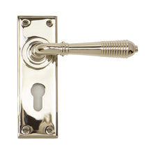 Load image into Gallery viewer, 33327 Polished Nickel Reeded Lever Euro Lock Set
