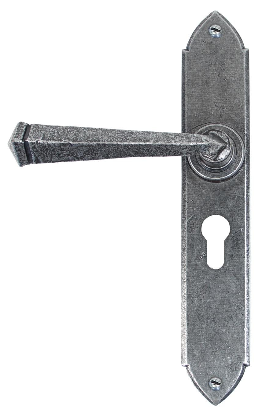 33604-47 Pewter Gothic Lever Euro Lock Set