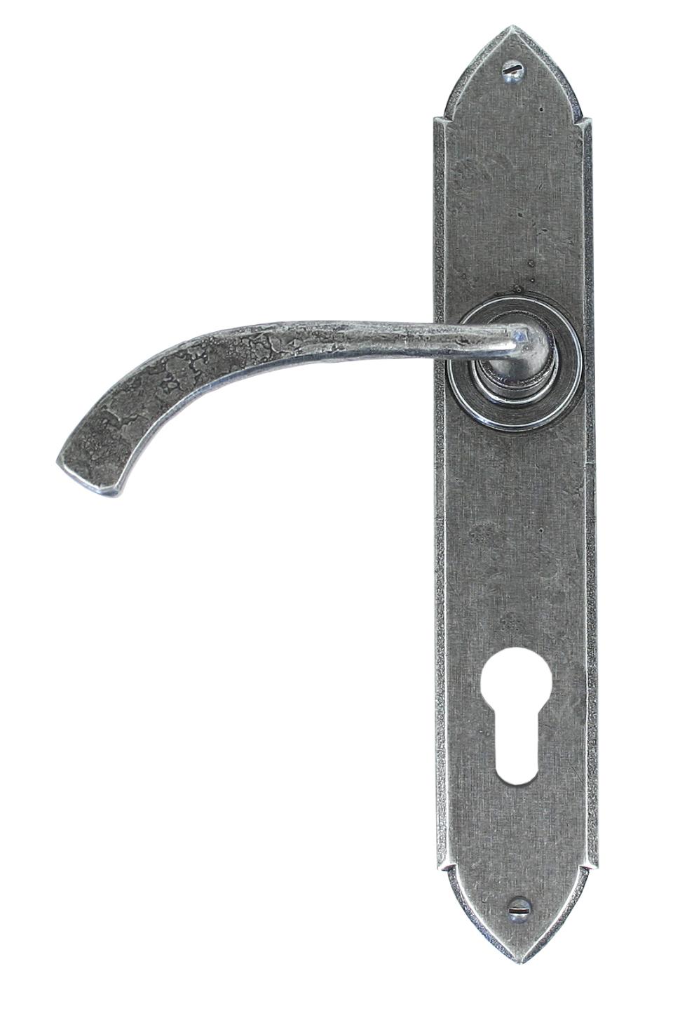 33765 Pewter Gothic Curved Lever Espag. Lock Set