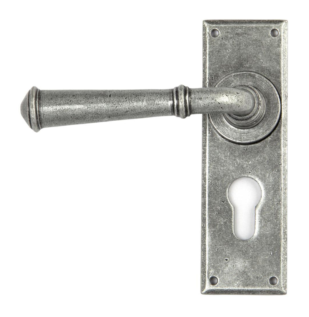 45128 Pewter Regency Lever Euro Lock Set
