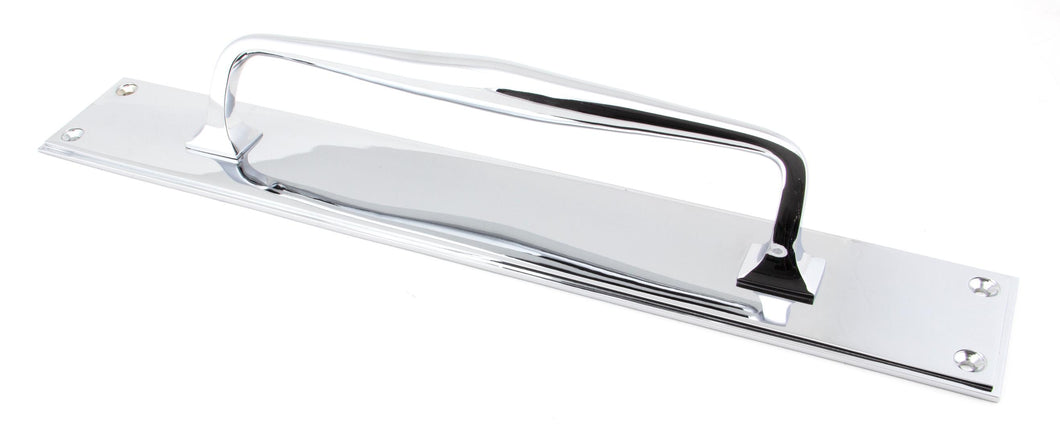 45375 Polished Chrome 425mm Art Deco Pull Handle on Backplate