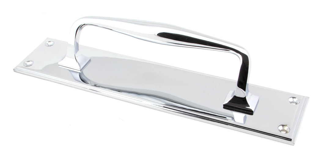 45380 Polished Chrome 300mm Art Deco Pull Handle on Backplate