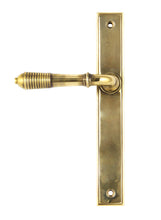 Load image into Gallery viewer, 45419 Aged Brass Reeded Slimline Lever Latch Set
