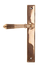 Load image into Gallery viewer, 45428 Polished Bronze Reeded Slimline Lever Latch Set
