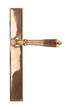 Load image into Gallery viewer, 45428 Polished Bronze Reeded Slimline Lever Latch Set
