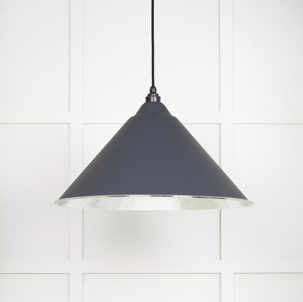 45433SL Hammered Nickel Hockley Pendant in Slate