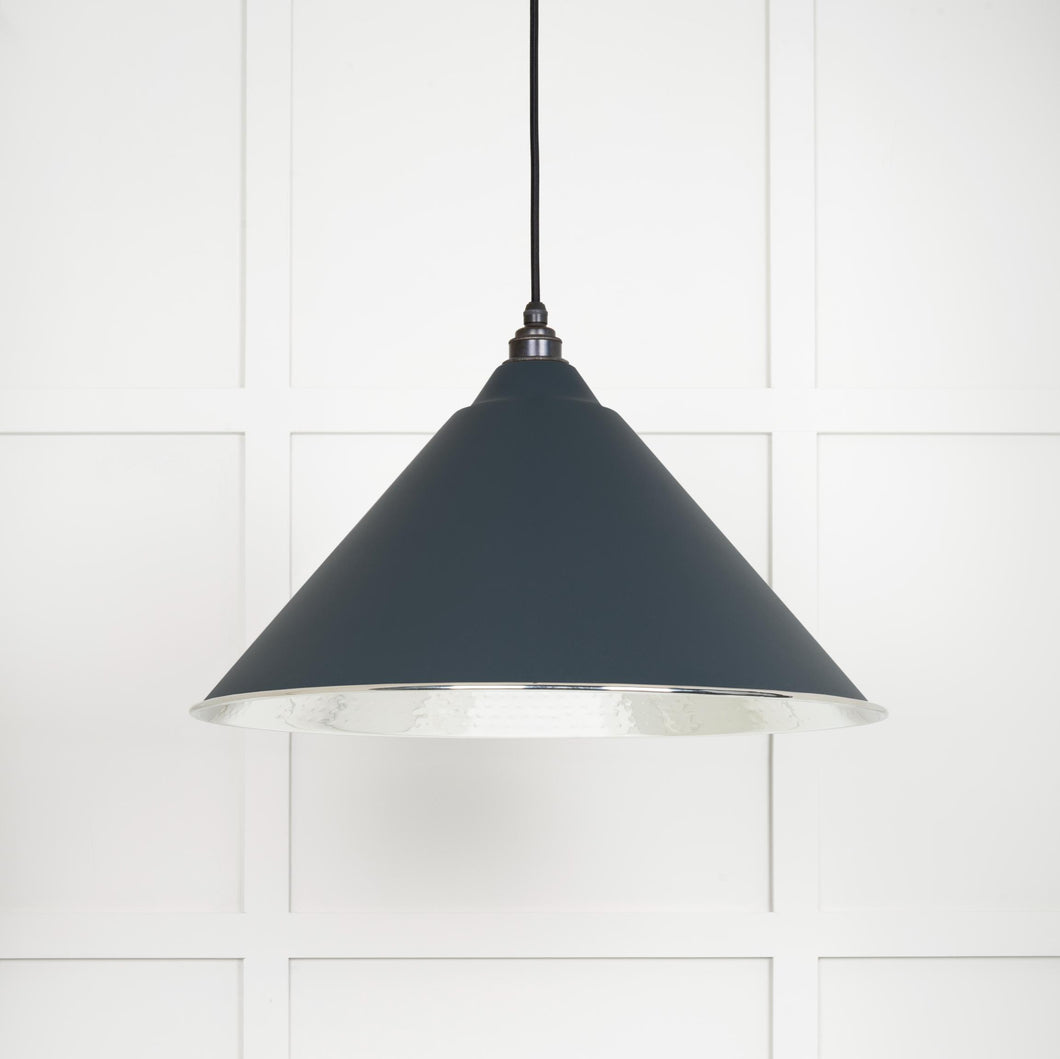 45433SO Hammered Nickel Hockley Pendant in Soot